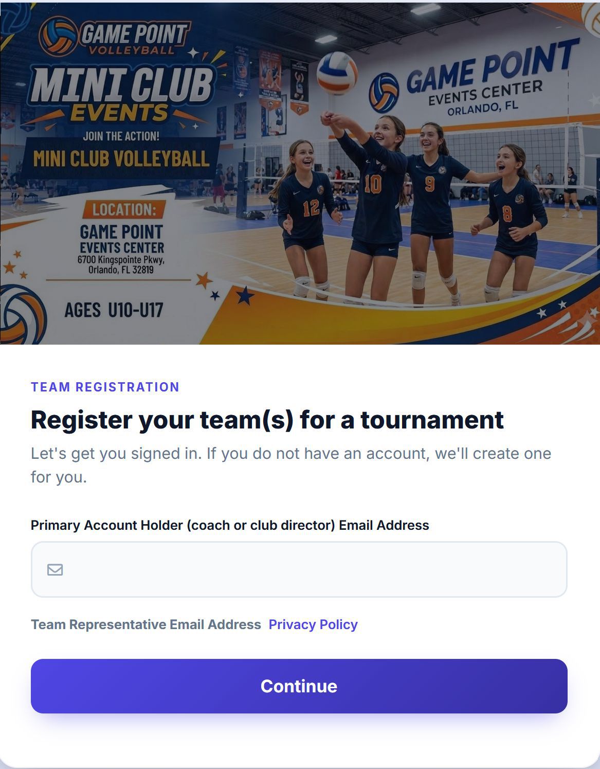 Team registration screen for the Lake Howell High School Invitational